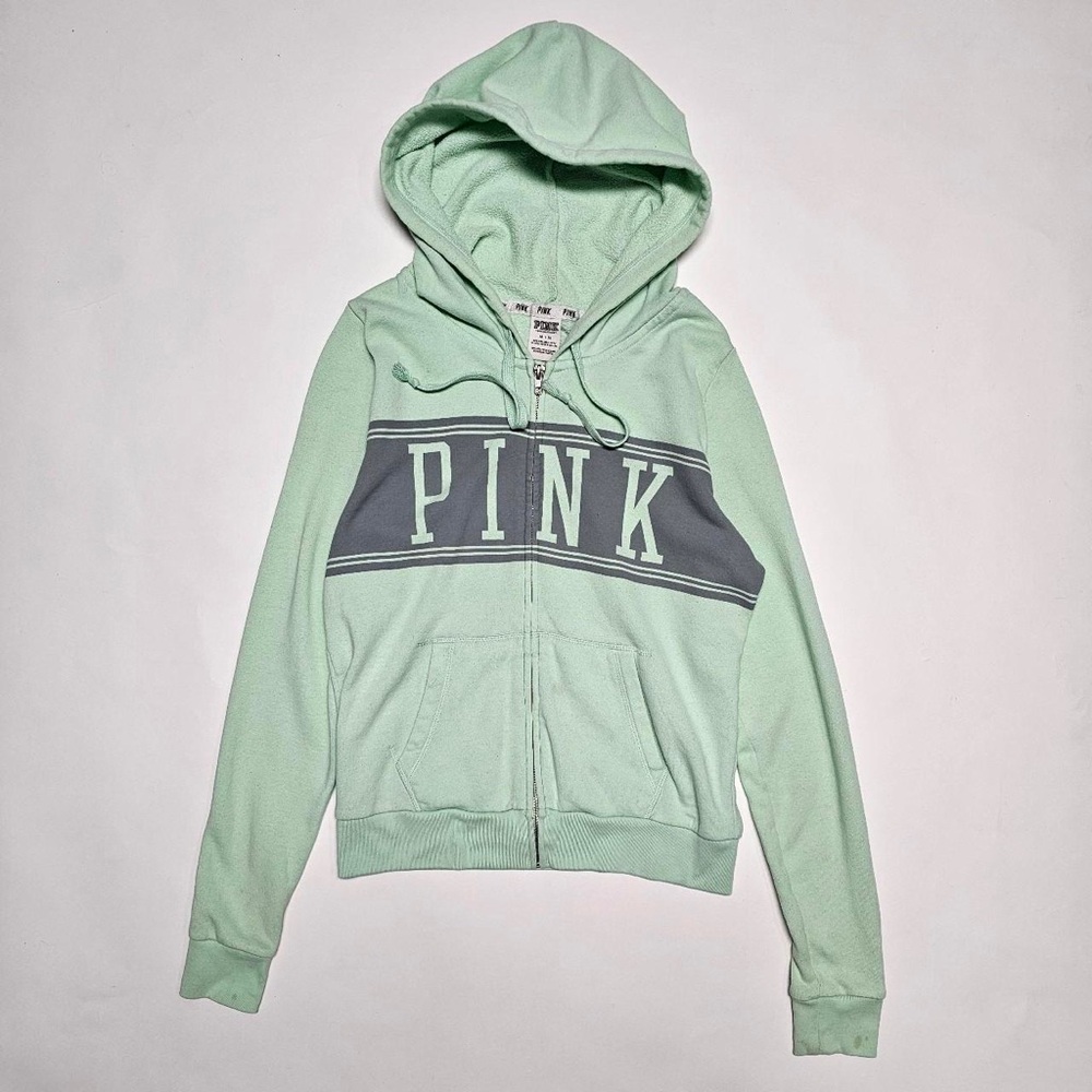 Victoria's Secret Green and Gray Zip-Up Hoodie